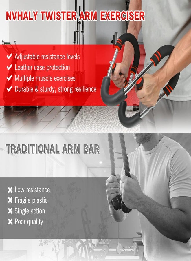 Nvhaly Twister Arm Trainer - Adjustable 60-100lbs Resistance Arm & Chest Workout Equipment for Home Gym Fitness , Arm Strengthener for Men, Power Twister Bar for Biceps, Forearm & Shoulder Training (red) - Image 3