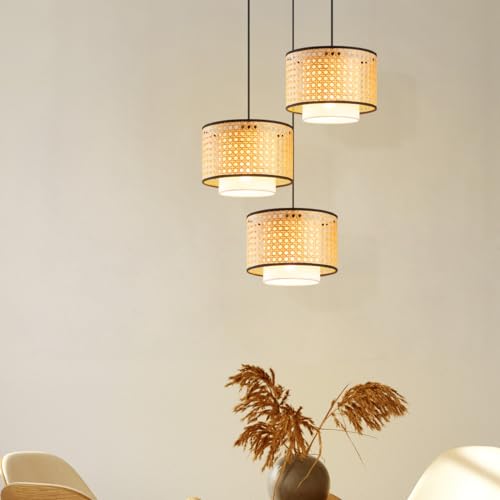 AKWAY Bamboo Hanging lamp for Living Room | Rattan Hanging lamp for Drawing Room | Cane Pendant Light for Home Decoration (Bulb not Included) (Single Piece) - Image 3