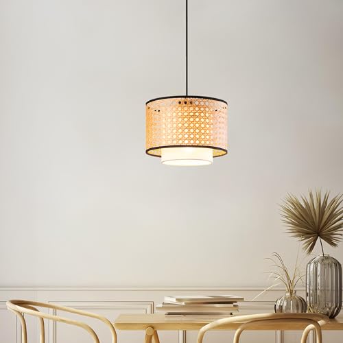AKWAY Bamboo Hanging lamp for Living Room | Rattan Hanging lamp for Drawing Room | Cane Pendant Light for Home Decoration (Bulb not Included) (Single Piece) - Image 1