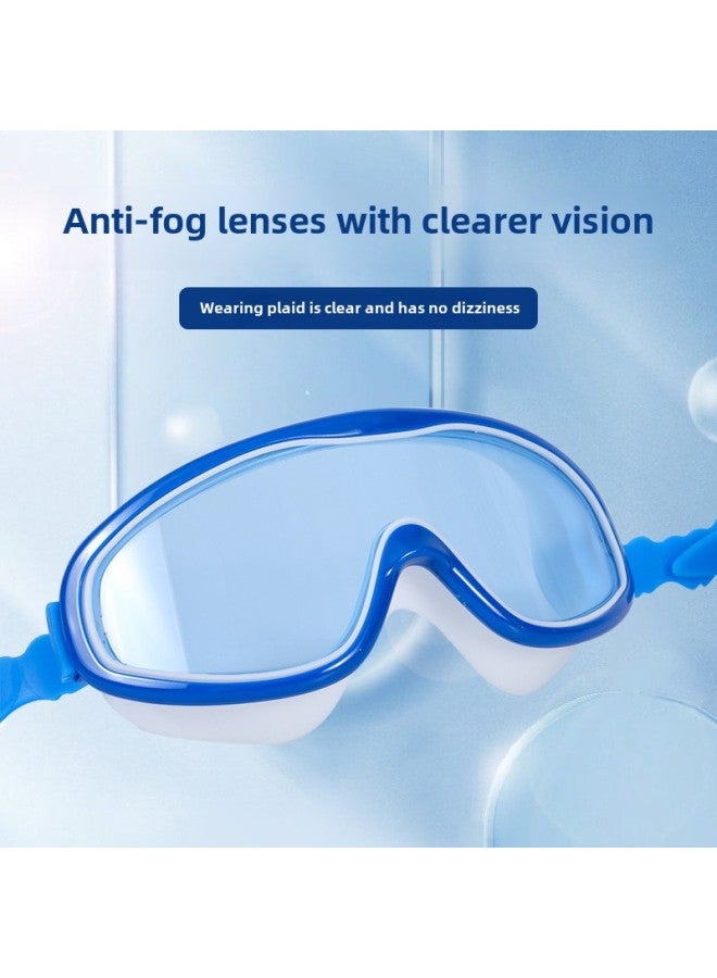 Generic HD Children's Swimming Goggles Big Frame Swimming Glasses Boys And Girls Professional Diving Goggles Swimming Cap Set Equipment Waterproof Anti-fog-Color:Black + Green - Image 4