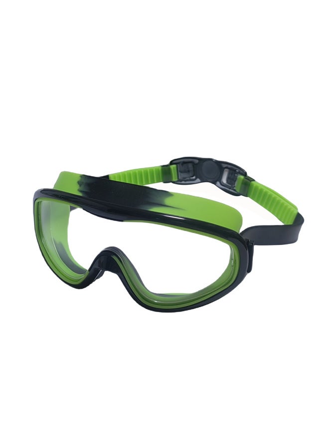 Generic HD Children's Swimming Goggles Big Frame Swimming Glasses Boys And Girls Professional Diving Goggles Swimming Cap Set Equipment Waterproof Anti-fog-Color:Black + Green - Image 1