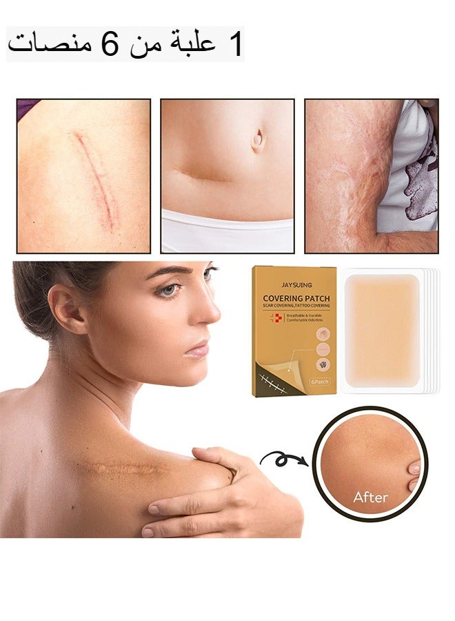 Jaysuing 6 Patches Tattoo Cover Up Tape, Ultra Thin Skin Tone Concealer Sticker, Invisible Concealer Patch for Covering up Tattoos and Scars - Image 1