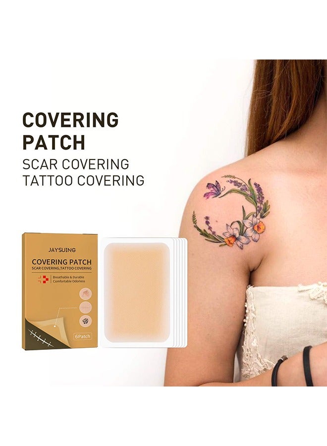Jaysuing 6 Patches Tattoo Cover Up Tape, Ultra Thin Skin Tone Concealer Sticker, Invisible Concealer Patch for Covering up Tattoos and Scars - Image 2