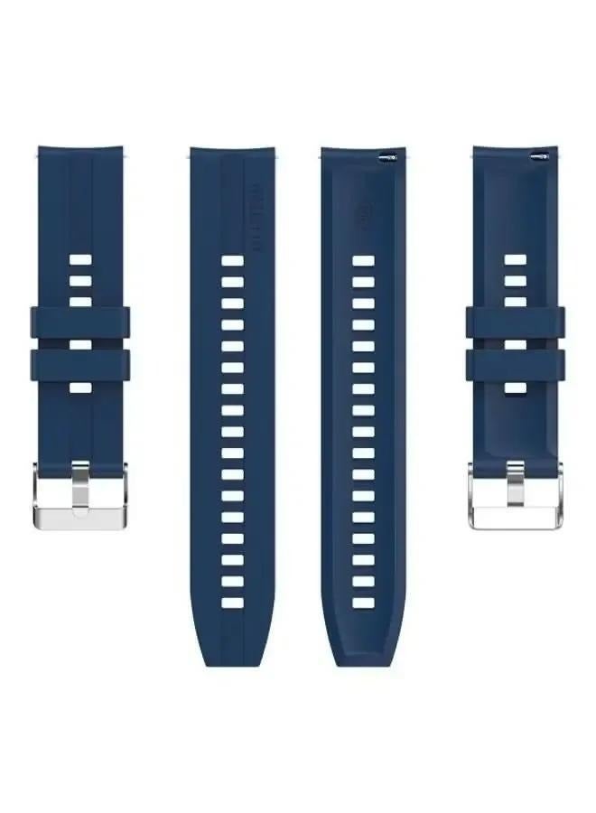 Silicone Watch Bands, 22mm Silver Stainless Steel Buckle Replacment Sport Watch Band Wristband for Men & Women，Silicone Replacement Strap Watchband for Huawei Watch Dark Blue - Image 2