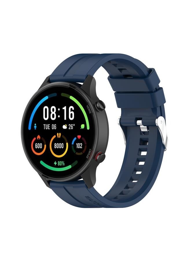 Silicone Watch Bands, 22mm Silver Stainless Steel Buckle Replacment Sport Watch Band Wristband for Men & Women，Silicone Replacement Strap Watchband for Huawei Watch Dark Blue - Image 3