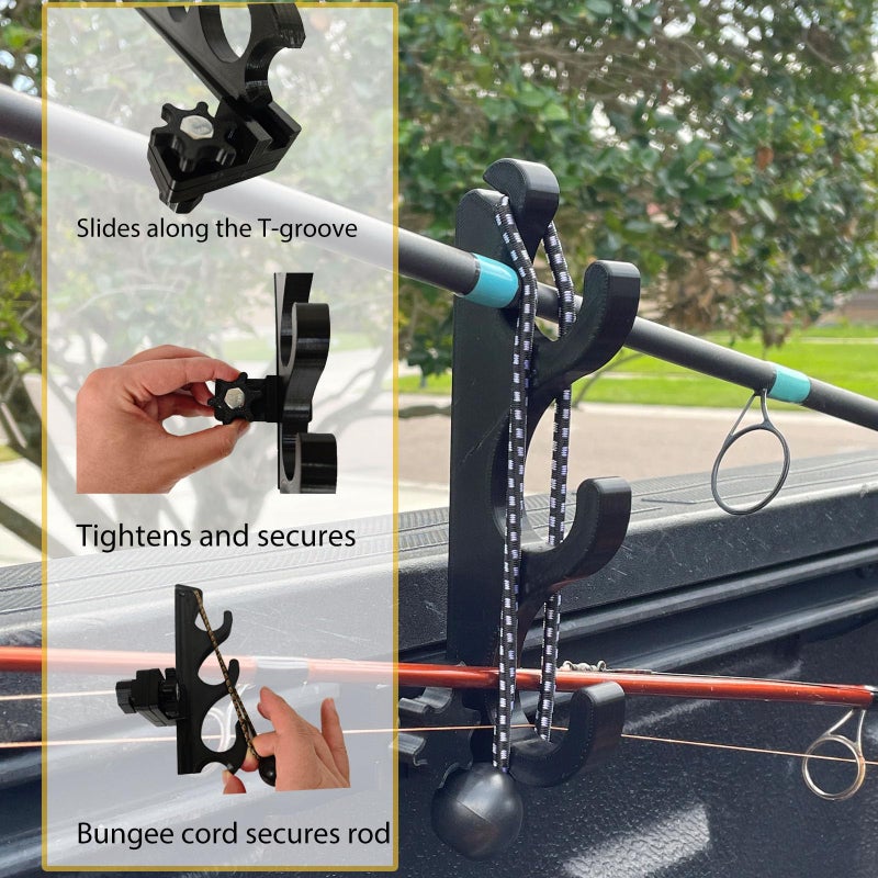 DMERHAC Fishing Rod Holder for Toyota Tacoma Bed Rail - Above-The-Bed Mount, 3 Rod Capacity with Secure Locking Design - Weatherproof & Tool-Free Installation - Image 4