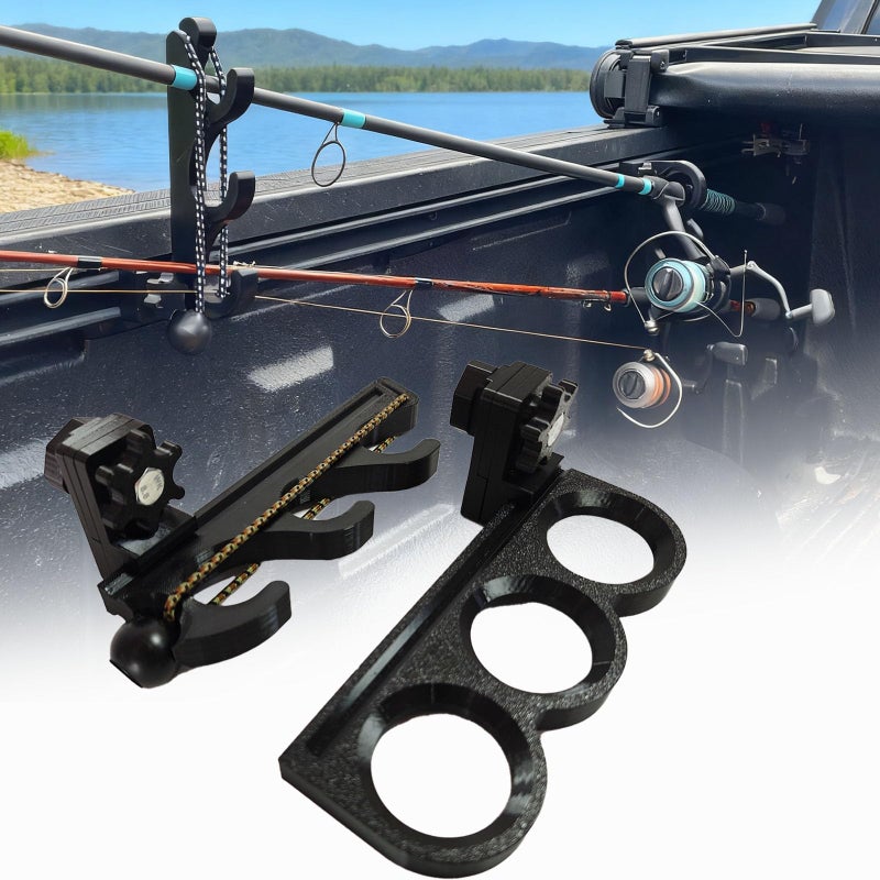 DMERHAC Fishing Rod Holder for Toyota Tacoma Bed Rail - Above-The-Bed Mount, 3 Rod Capacity with Secure Locking Design - Weatherproof & Tool-Free Installation - Image 1