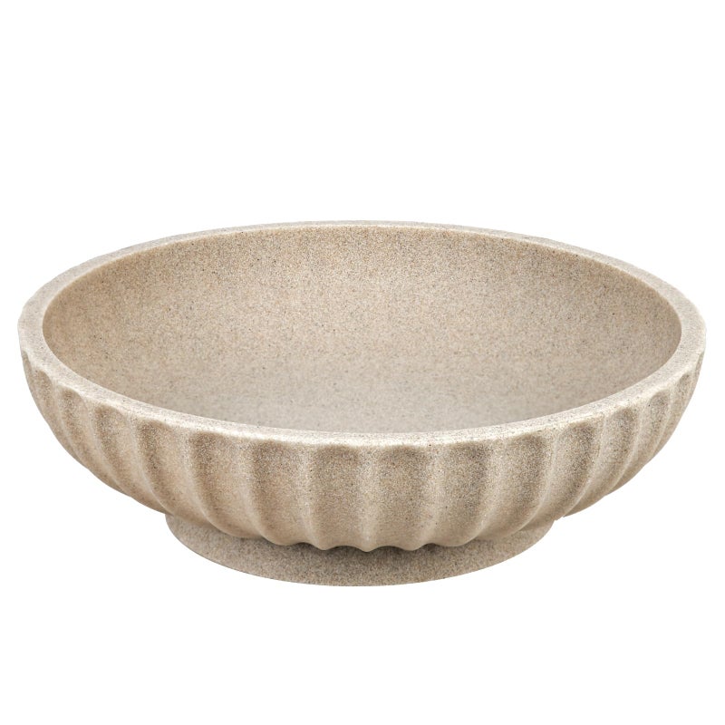 Deobath Large Decorative Bowl - Fruit Bowl for Kitchen Counter - Modern Decorative Bowl for Home Decor,Key Bowl for Entryway Table - Artificial Stone Beige - Image 1
