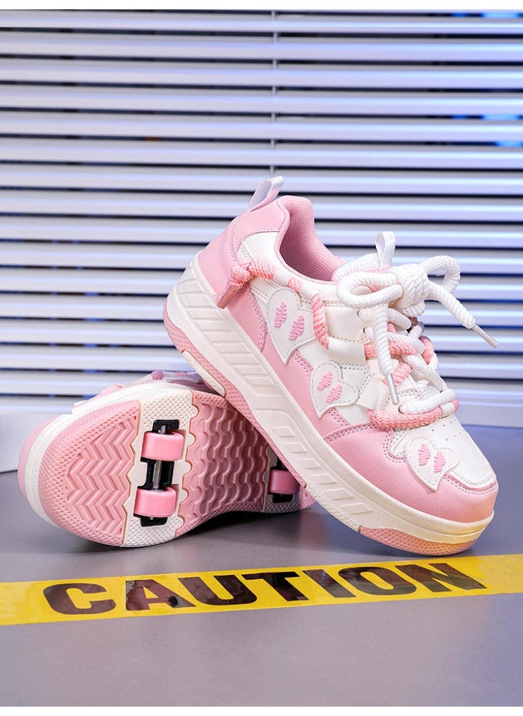 NIBEMINENT Kids Roller Skates Shoes 4 Wheels Roller Shoes Boys Girls Wheel Shoes Roller Sneakers Shoes for Beginner More Balanced  - Image 2