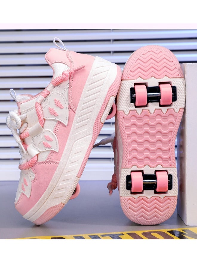 NIBEMINENT Kids Roller Skates Shoes 4 Wheels Roller Shoes Boys Girls Wheel Shoes Roller Sneakers Shoes for Beginner More Balanced  - Image 3