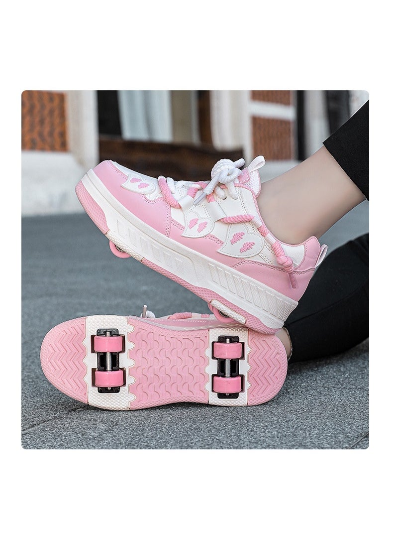 NIBEMINENT Kids Roller Skates Shoes 4 Wheels Roller Shoes Boys Girls Wheel Shoes Roller Sneakers Shoes for Beginner More Balanced  - Image 5