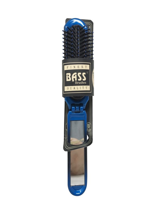 Bass The Travel Brush | Professional Grade Nylon Pins | Fold Up Design with Mirror Handle | Smoke Finish - Image 1