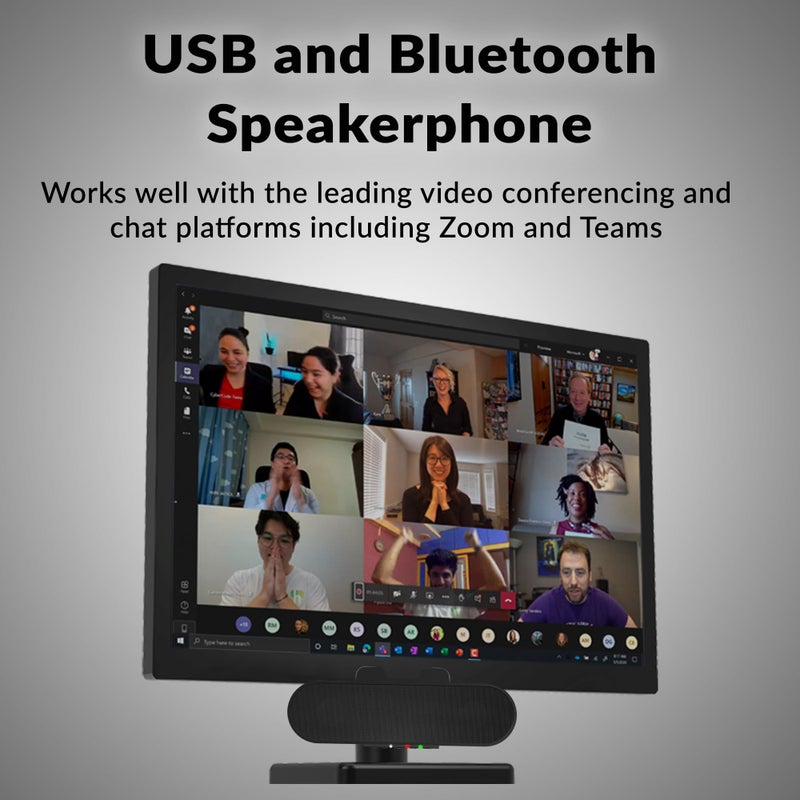 Cyber Acoustics بار مكبر الصوت USB وبلوتوث من سايبر أكوستيكس (CA-2890PRO) مزود بالطاقة عبر USB مع ميكروفون مدمج لجهاز الكمبيوتر وبلوتوث للاتصال بالهواتف الذكية، يثبت على الشاشات حتى 2 بوصة سمك، 20 واط - Image 3