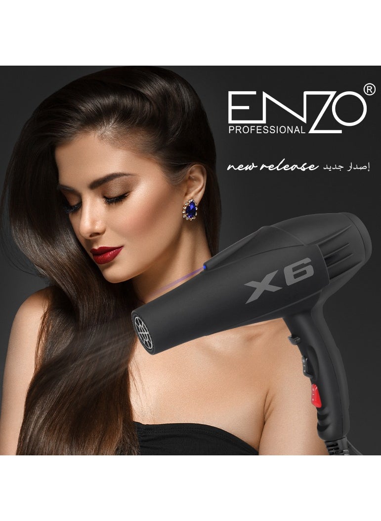ENZO Professional - Enzo X6 TurboDry 9997-2800 – Power-Packed Professional Hair Dryer for Barbers | High-Speed AC Motor + Cool Shot for Salon-Perfect Styling - Image 1