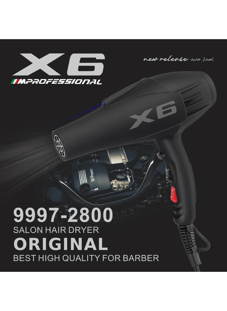ENZO Professional - Enzo X6 TurboDry 9997-2800 – Power-Packed Professional Hair Dryer for Barbers | High-Speed AC Motor + Cool Shot for Salon-Perfect Styling - Image 1