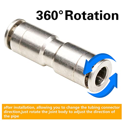 CEKER 6mm Union Straight Push to connect fittings Stainless Steel Pneumatic Push Connectors,CEKER 6mm x 6mm Tube Quick Connect Fittings Air Line Fittings for 6mm Tube 2Pack - Image 3