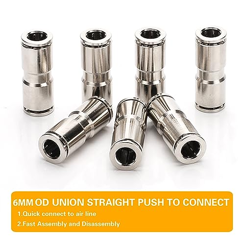CEKER 6mm Union Straight Push to connect fittings Stainless Steel Pneumatic Push Connectors,CEKER 6mm x 6mm Tube Quick Connect Fittings Air Line Fittings for 6mm Tube 2Pack - Image 5