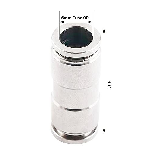 CEKER 6mm Union Straight Push to connect fittings Stainless Steel Pneumatic Push Connectors,CEKER 6mm x 6mm Tube Quick Connect Fittings Air Line Fittings for 6mm Tube 2Pack - Image 4
