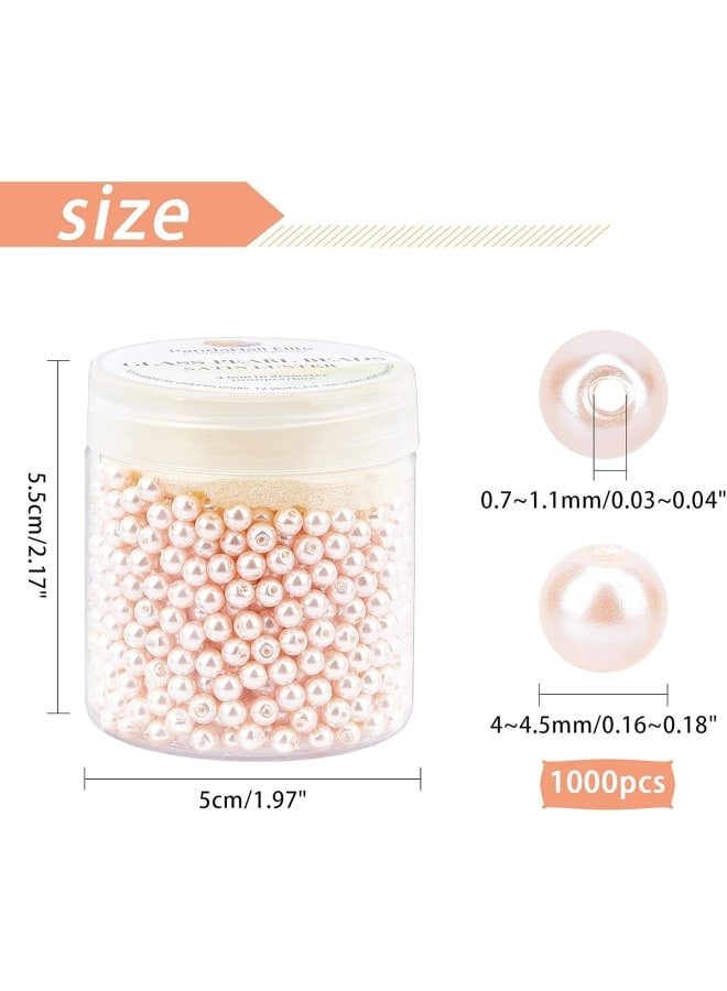 ايليت لآلئ زجاجية مستديرة، 4 - 4.5 مم، حجم الفتحة: 0.7 مم، وردي، 4 مم - Image 2