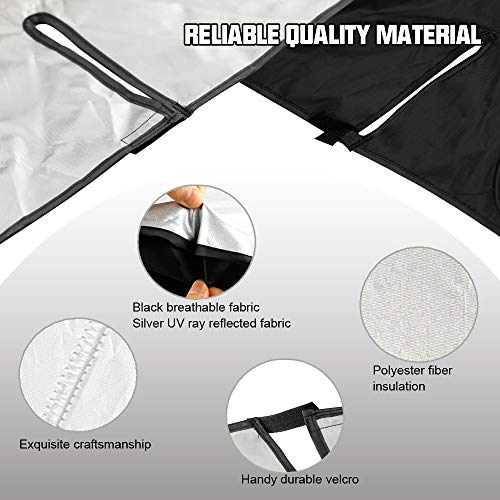 ROCCS Compatible with Tesla Model 3 Model Y Front Windshield Sunshade - 210T Double Layer Blocking Fabric Foldable Heat Shield Sun Visor - Folding Sun Shade with Elastic Rope and Storage Bag - Image 3
