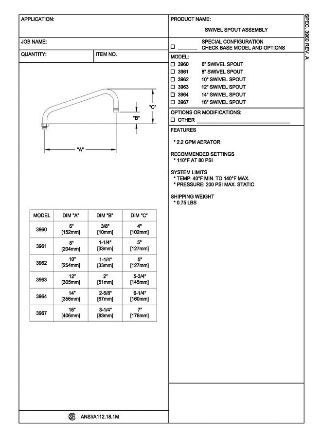 فيشر مجموعة صنبور دوارة 6 بوصات من فيشر 3960 - Image 3
