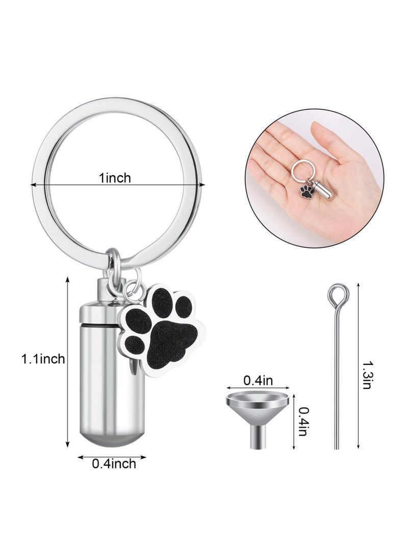 Generic Pet Urns Keychain for Dog Cat Ashes with Storage Bags Small Pet Cremation Keepsake Pend Paw Print Memorial Urn  - Image 2