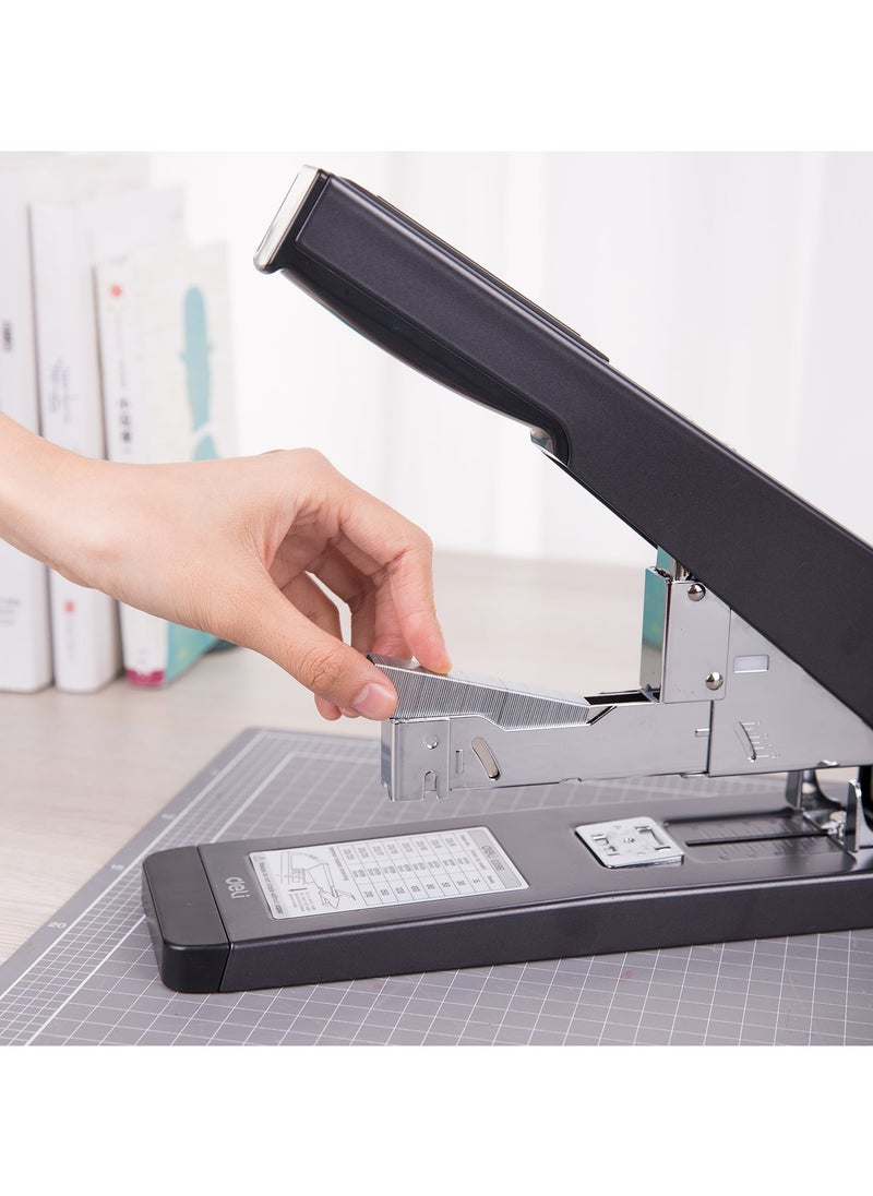 Deli Deli E0396 Heavy Duty Stapler for 210 Sheets - Black, Industrial Durability, Front Loading, Low-Staple Indicator, Anti-Skid Base  - Image 2
