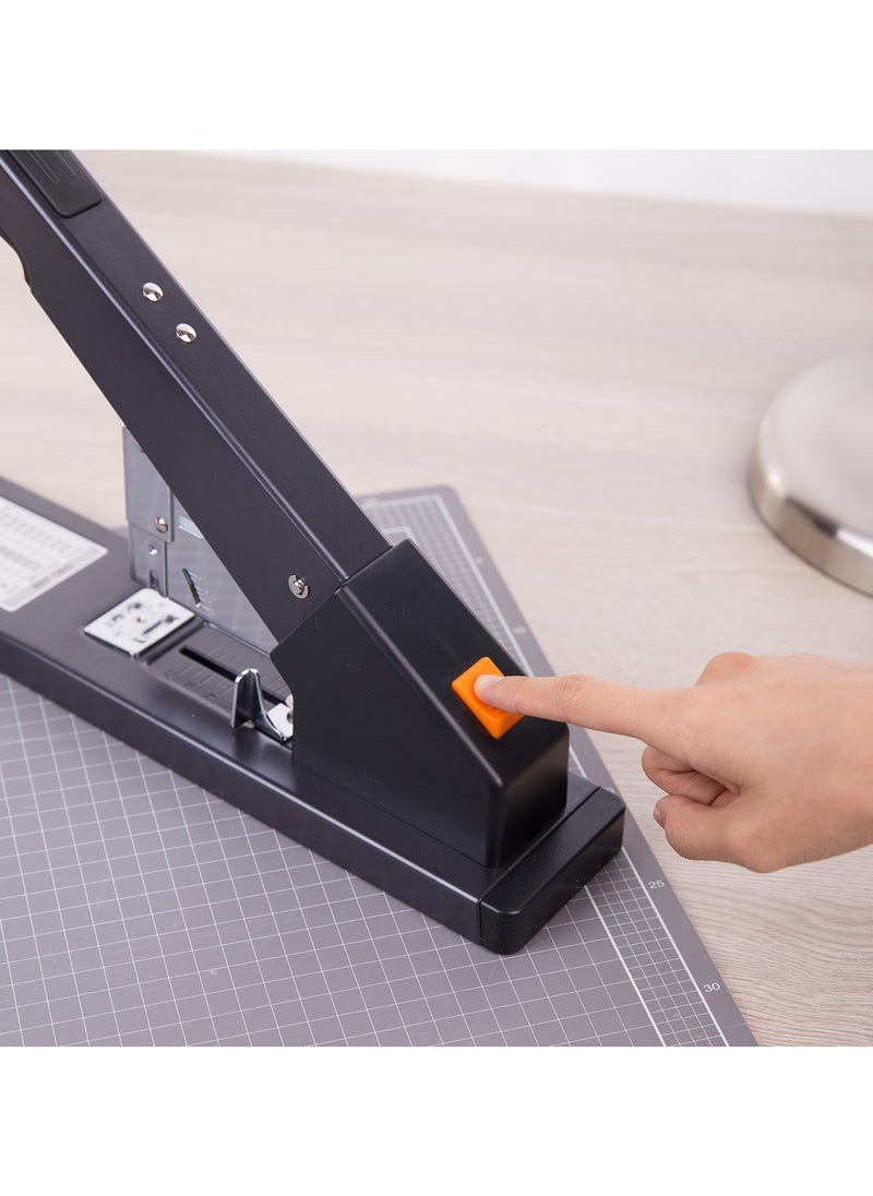 Deli Deli E0396 Heavy Duty Stapler for 210 Sheets - Black, Industrial Durability, Front Loading, Low-Staple Indicator, Anti-Skid Base  - Image 3