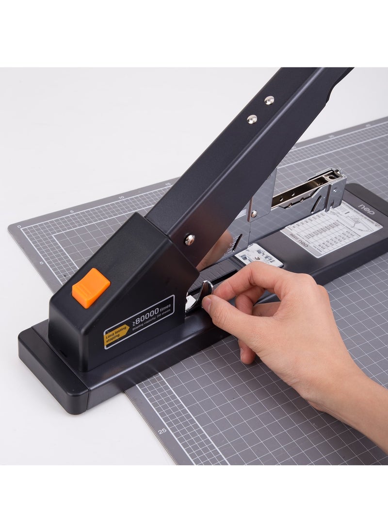 Deli Deli E0396 Heavy Duty Stapler for 210 Sheets - Black, Industrial Durability, Front Loading, Low-Staple Indicator, Anti-Skid Base  - Image 4