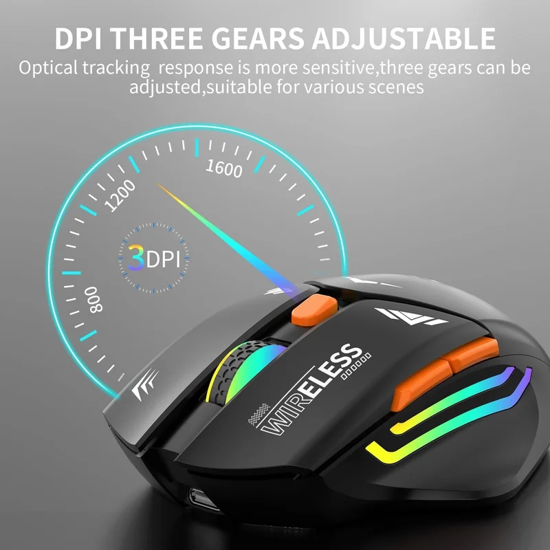 Blackbird Game Center Black RGB Rechargeable Wireless 1600DPI Illuminated Wireless Mouse Bwm1