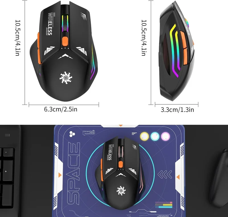 Blackbird Game Center Black RGB Rechargeable Wireless 1600DPI Illuminated Wireless Mouse Bwm1