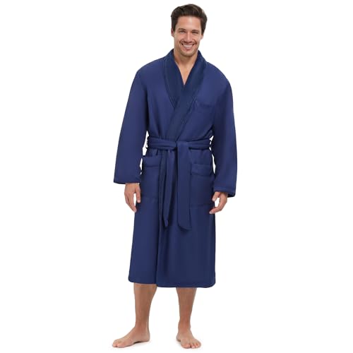 MONARCH Plush Lined Microfiber Bath Robe for Men or Women – Soft Microfiber Shell with Polyester Lining, Generously Sized Resort-Grade Spa & Hotel Robe with Pockets - Machine Washable (Navy) - Image 5