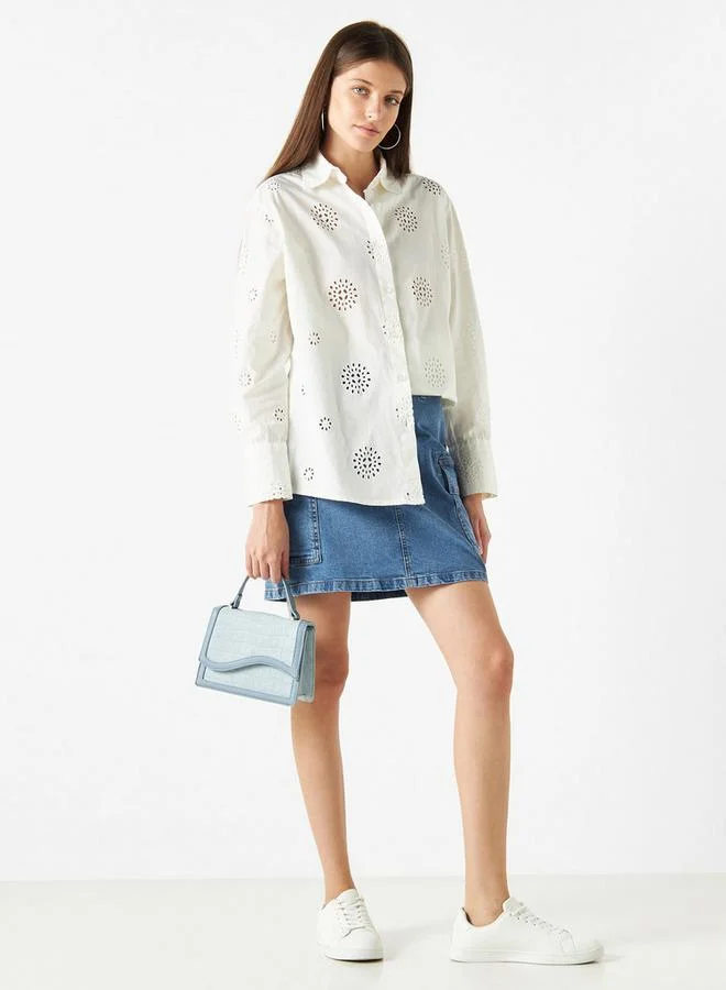 لي كوبر قميص بتطريز شيفلي بأكمام طويلة من لي كوبر