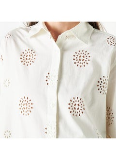 Lee Cooper Lee Cooper All-Over Schiffli Embroidered Shirt with Long Sleeves  - Image 4