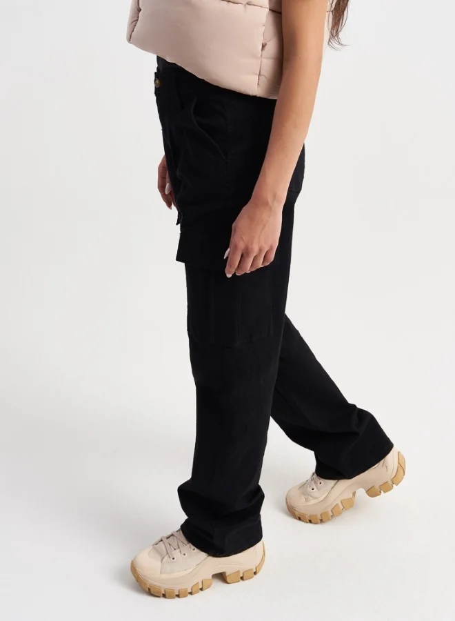 HaILYS Black Utility Cargo Pants