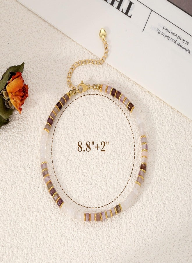 Sistble Ankle Bracelets for Women, Beaded Anklets for Women Summer Gifts Colorful Bead Boho Anklet Bracelets for Girls Pink Crystal Anklets Waterproof Handmade Beach Jewelry Friend Birthday Gifts - Image 4