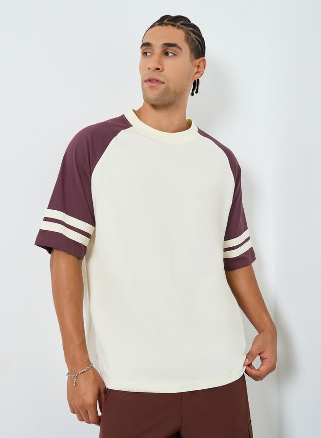 Styli Men Cream Oversized Raglan Sleeve T-Shirt - Image 1