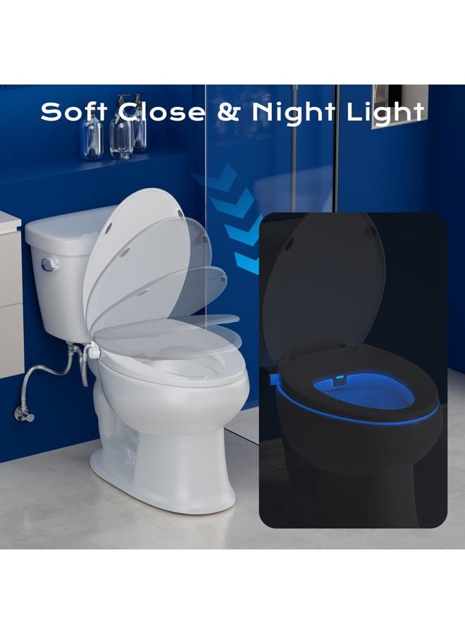 Clirass Elongated Heated Toilet Seat with Night Light, Three Temperature Settings Heated Seat,70 in Power Cord, Fit Elongated Toilet, Cold Water Bidet Function Toilet Seat With Slow Close - Image 3