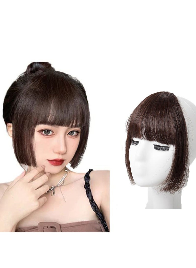 Y&D Princess-Cut Forehead Bangs Hair Clip in On Human Extensions Front Fringe Natural Flat Neat with Nice Net One Piece Hairpiece  - Image 1