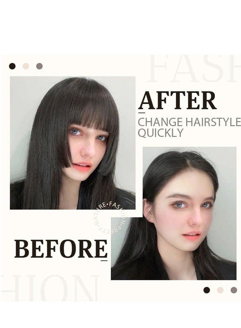 Y&D Princess-Cut Forehead Bangs Hair Clip in On Human Extensions Front Fringe Natural Flat Neat with Nice Net One Piece Hairpiece  - Image 3