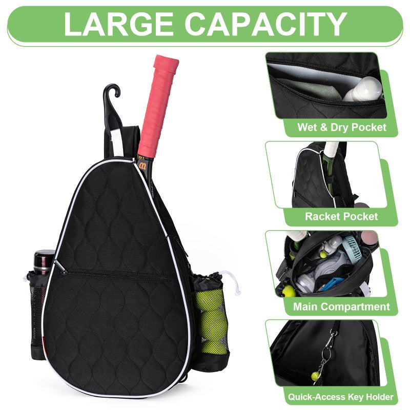Docami Tennis Bag for Women Men, Tennis Racket Bags Backpack Lightweight Water Resistant Sling Crossbody Gym Backpacks for Tennis Racquet, Pickleball Paddles, Badminton, Pickleball Gear & Accessories - Image 4