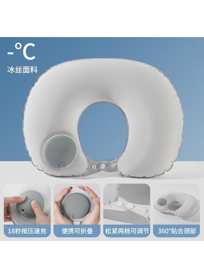 Inflatable Neck Pillow – Comfortable U-Shaped, Lightweight, Perfect Neck Support, Suitable for Kids and Adults, Perfect for Travel, Airplanes (Grey) - Image 2