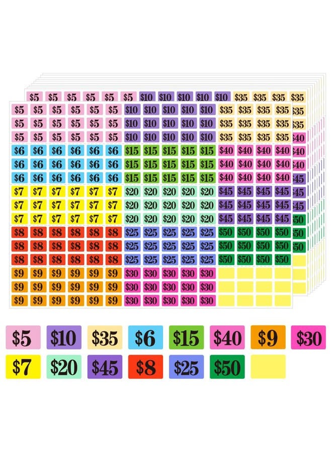 Starboling Garage Sale Stickers,4050 Pcs 1/2" X 3/4" Yard Sale Price Stickers Rectangle Preprinted Price Labels,for Flea Market Pre-Printed Pricing Stickers(Gradient Rectangle Small Price) - Image 1
