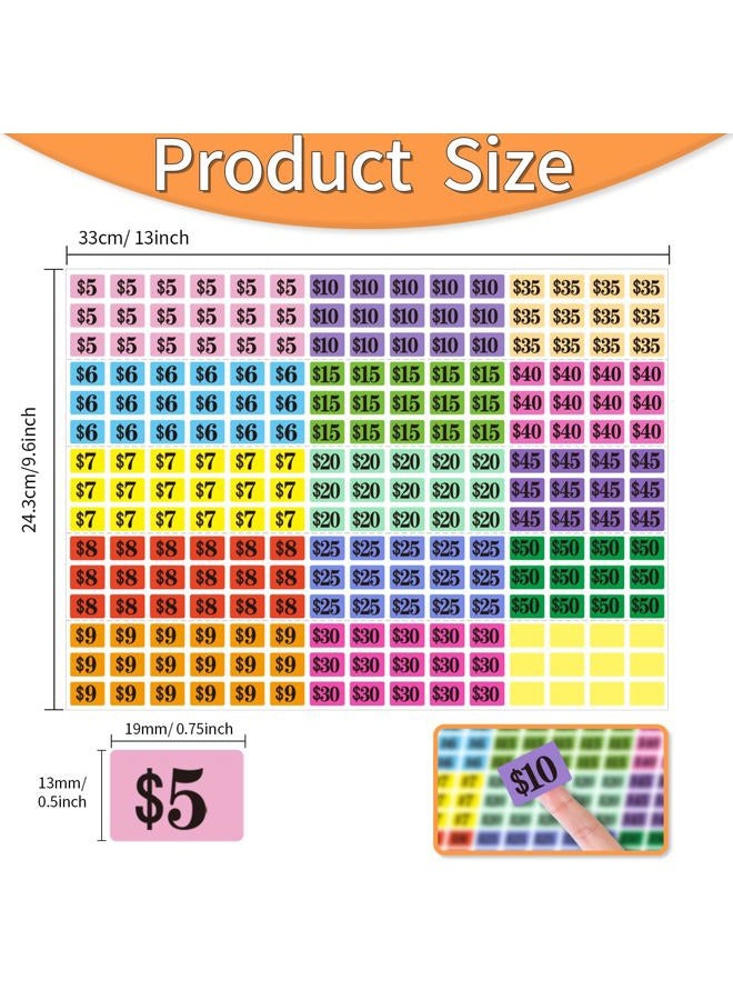 Starboling Garage Sale Stickers,4050 Pcs 1/2" X 3/4" Yard Sale Price Stickers Rectangle Preprinted Price Labels,for Flea Market Pre-Printed Pricing Stickers(Gradient Rectangle Small Price) - Image 2