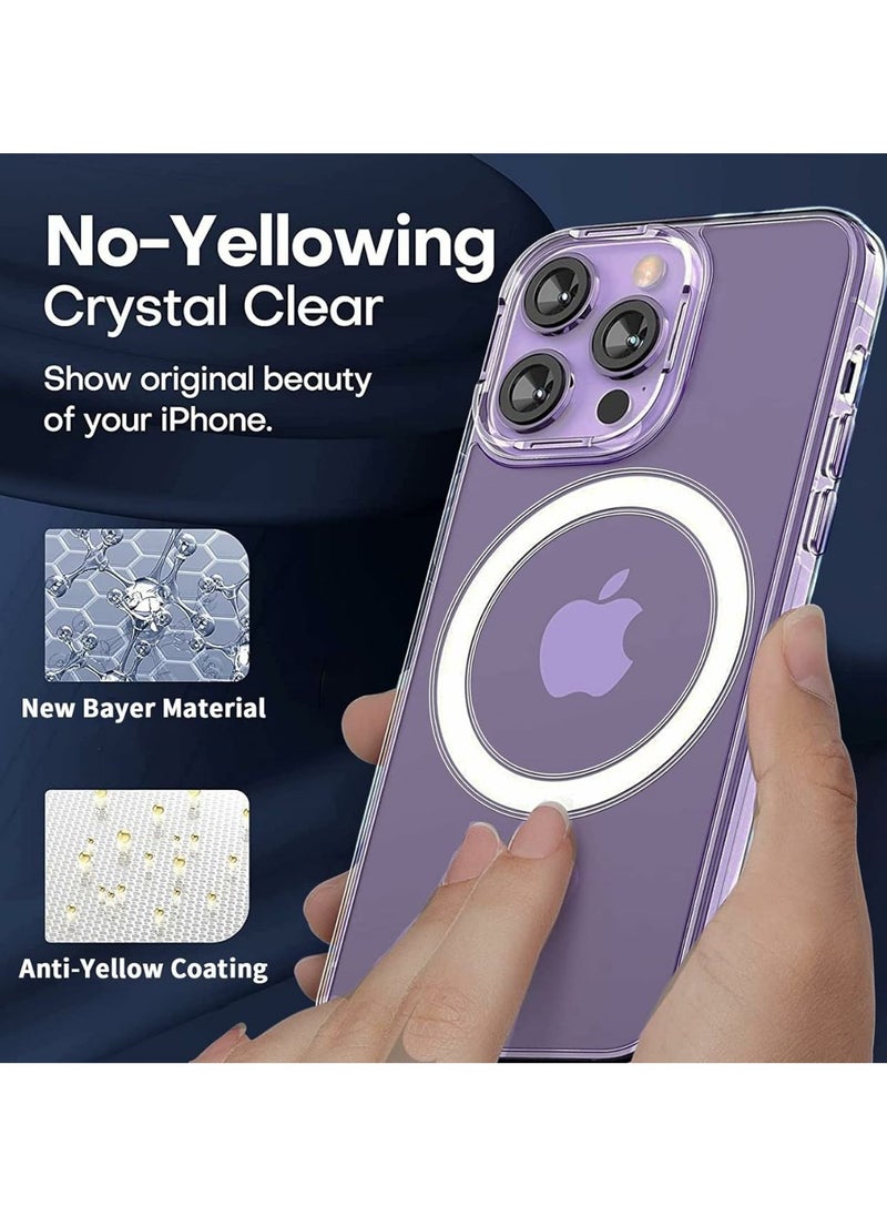 Denx - Package 3 in 1 For iPhone 14 Pro Max, Clear Case with Screen Protector & Lens Protector, Compatible with Magsafe, High-Grade Protection & Anti-Yellowing, Magnetic Case for iPhone 14 Pro Max, Transparent - Image 1