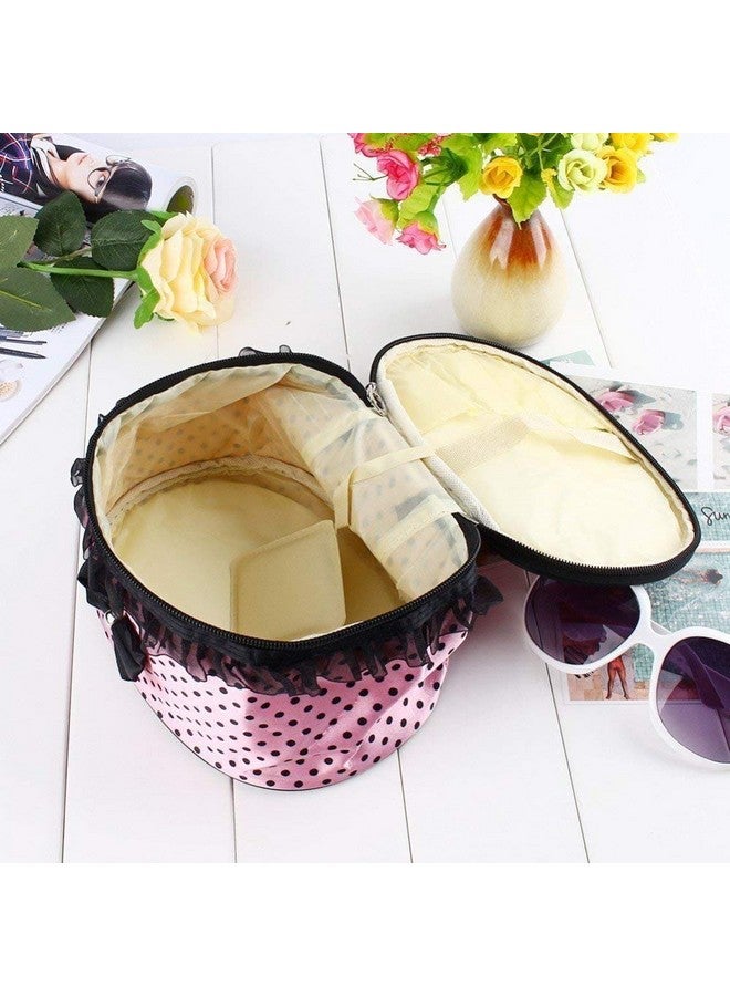 BLAPOXE Bow Section Cosmetic Bags Round Handle Large Capacity Storage Bag Cosmetic Storage Makeup Bags Case Travel - Image 2