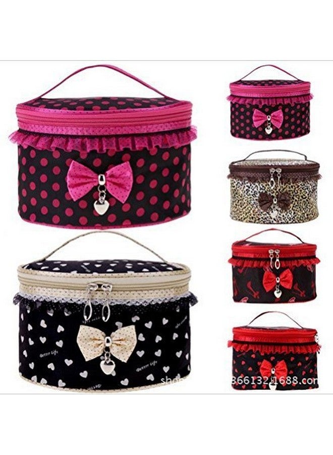BLAPOXE Bow Section Cosmetic Bags Round Handle Large Capacity Storage Bag Cosmetic Storage Makeup Bags Case Travel - Image 5