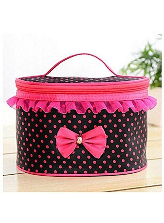 BLAPOXE Bow Section Cosmetic Bags Round Handle Large Capacity Storage Bag Cosmetic Storage Makeup Bags Case Travel - Image 1