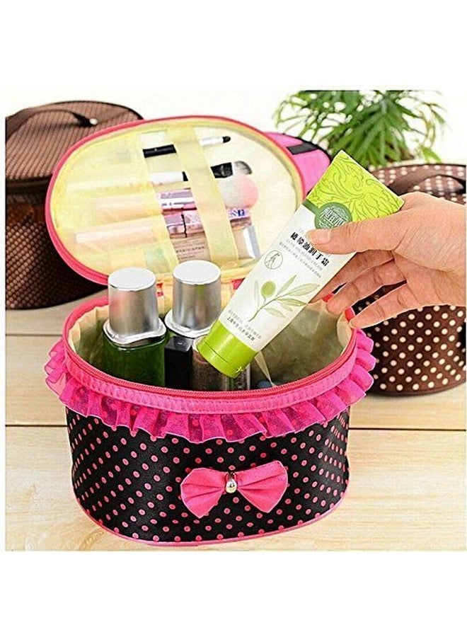 BLAPOXE Bow Section Cosmetic Bags Round Handle Large Capacity Storage Bag Cosmetic Storage Makeup Bags Case Travel - Image 3