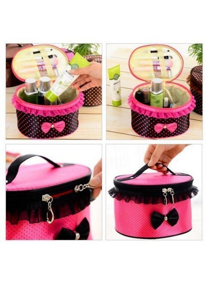 BLAPOXE Bow Section Cosmetic Bags Round Handle Large Capacity Storage Bag Cosmetic Storage Makeup Bags Case Travel - Image 4